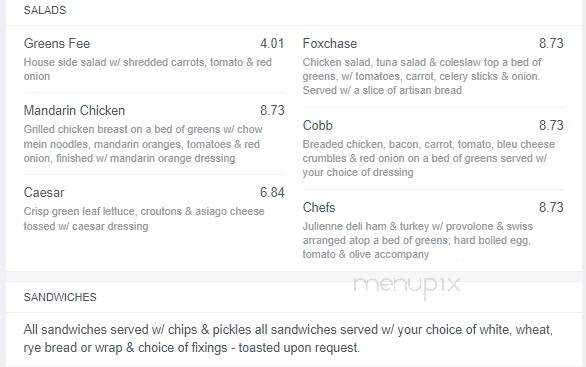 Foxchase Golf Club - Stevens, PA menu_pic
