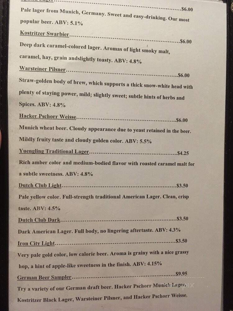 Max's Allegheny Tavern - Pittsburgh, PA menu_pic