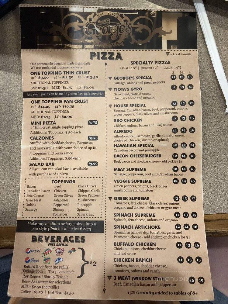 George's Pizza & Steakhouse - Brookings, SD menu_pic