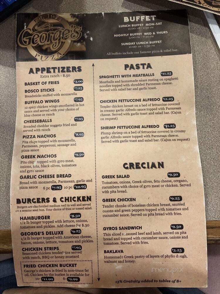 George's Pizza & Steakhouse - Brookings, SD menu_pic