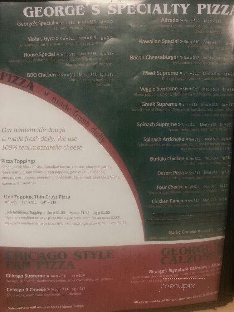 George's Pizza & Steakhouse - Brookings, SD menu_pic