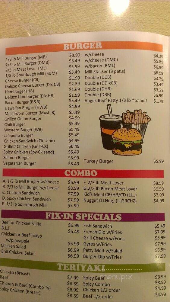 Burger Mill - Marysville, WA menu_pic