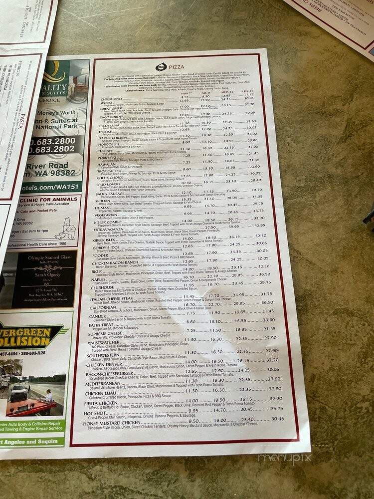 Gordy's Pizza & Pasta - Port Angeles, WA menu_pic