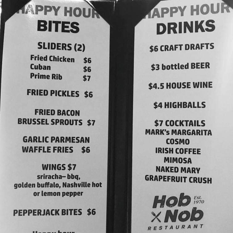 Hob-Nob Restaurant & Lounge - Tacoma, WA menu_pic