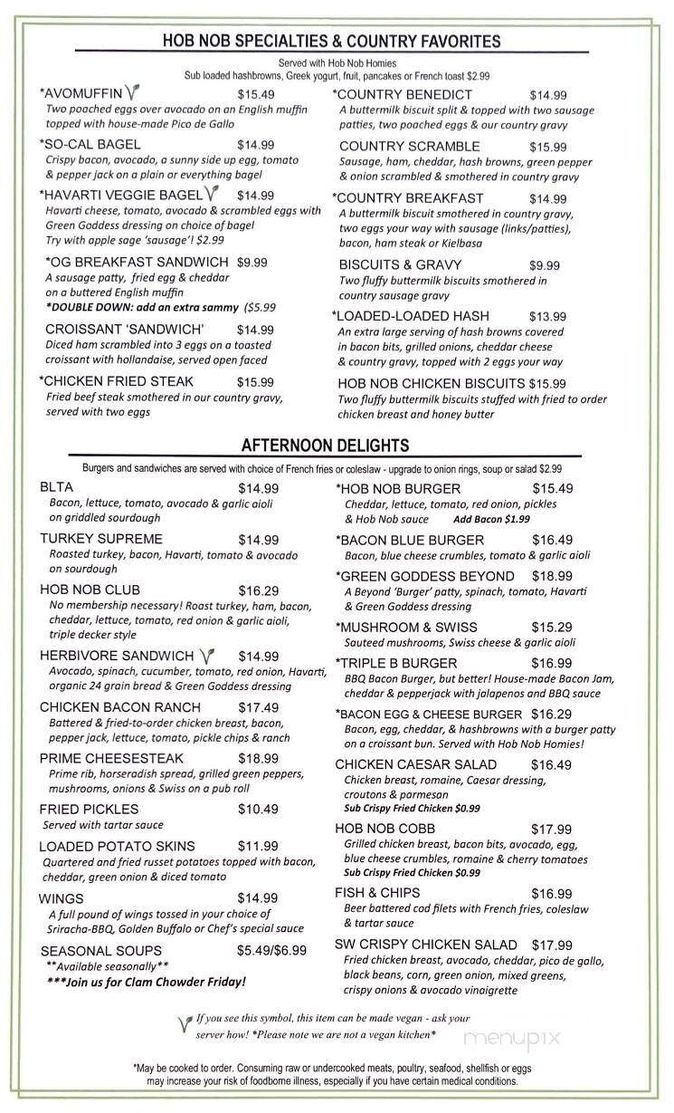 Hob-Nob Restaurant & Lounge - Tacoma, WA menu_pic