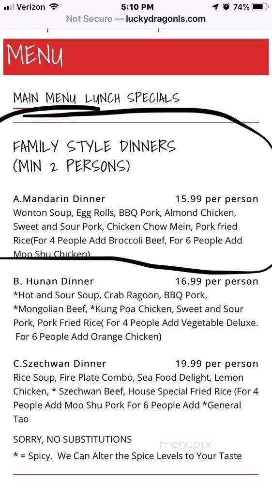 Lucky Dragon Restaurant - Lake Stevens, WA menu_pic