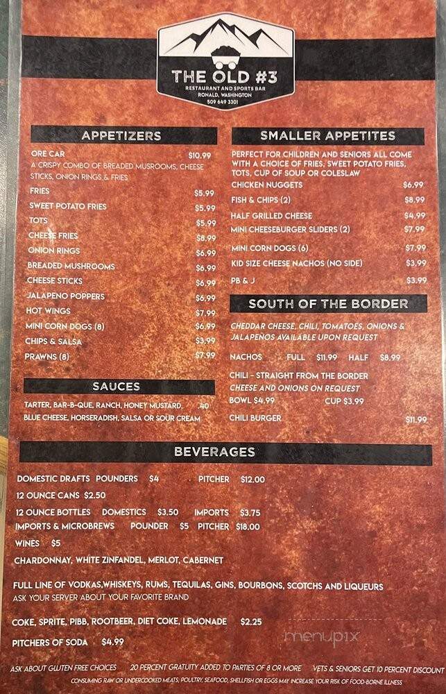 Old Number 3 - Ronald, WA menu_pic