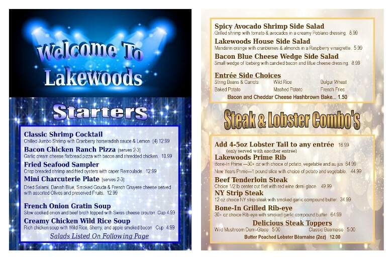 Lakewoods Resort & Lodge - Cable, WI menu_pic