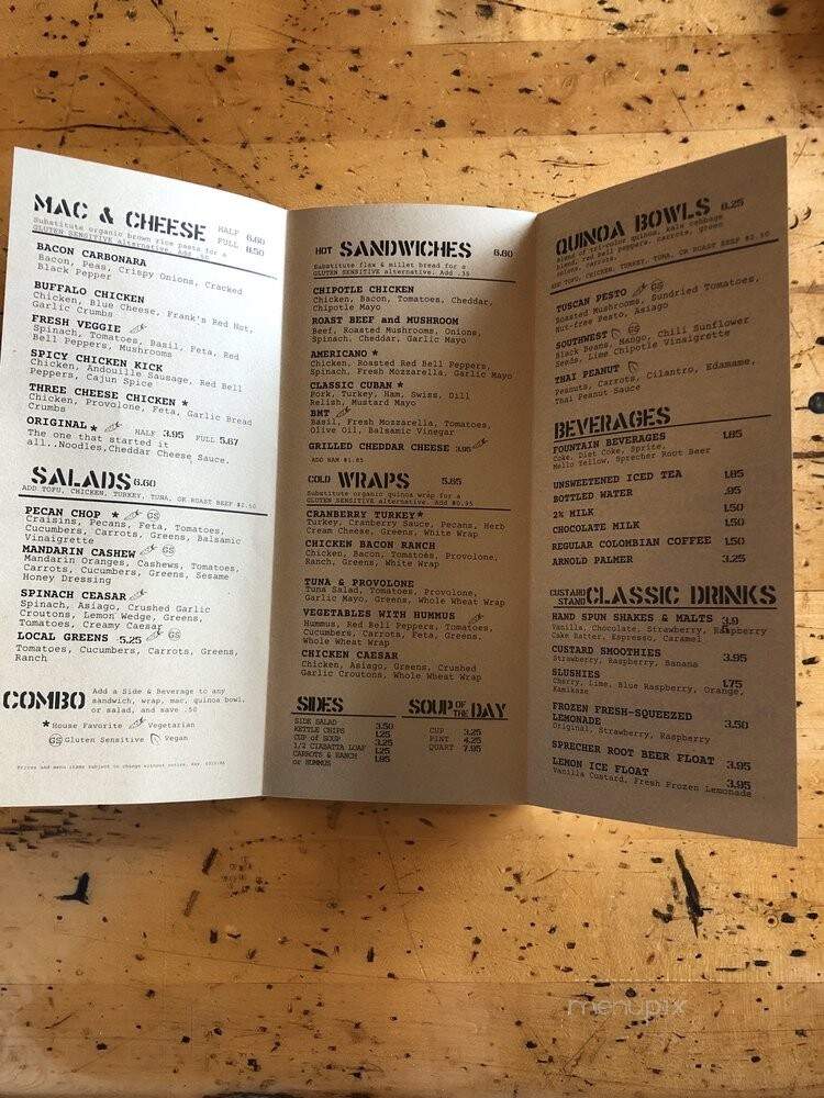 Out & Out Custard & Sandwiches - Cedarburg, WI menu_pic