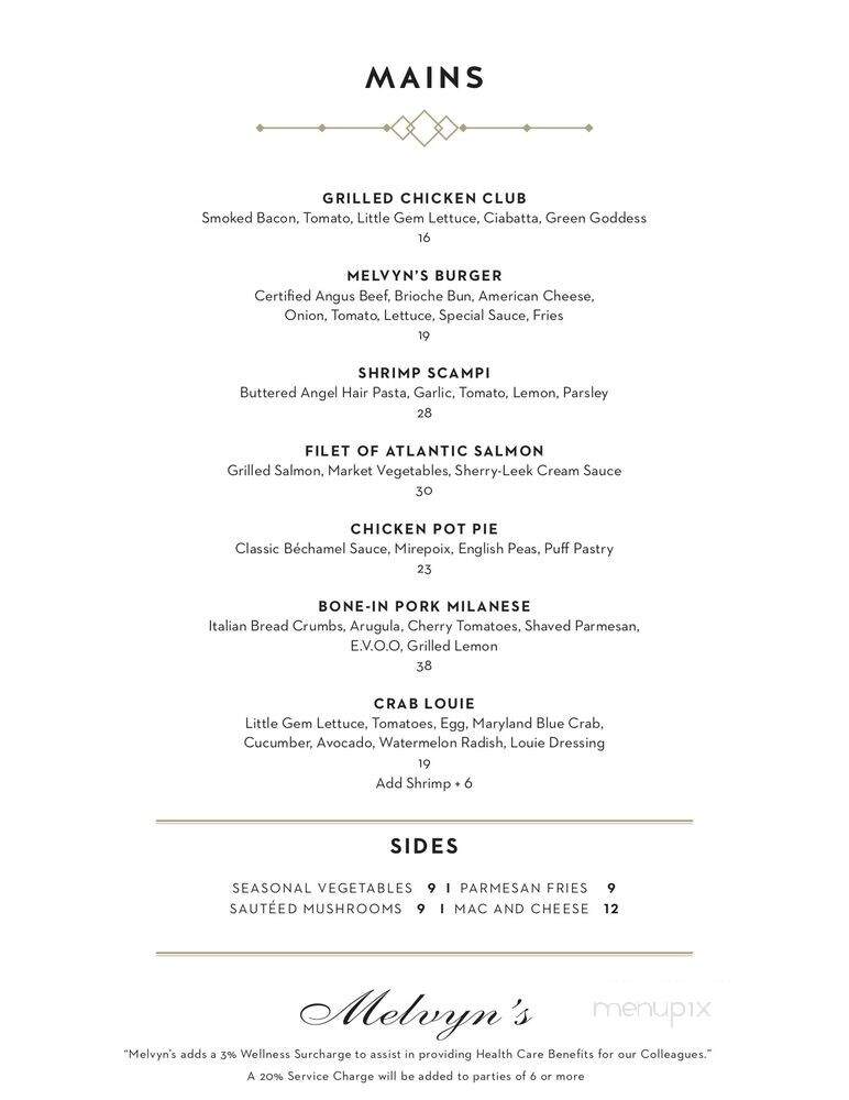 Melvyn's Restaurant & Lounge - Palm Springs, CA menu_pic