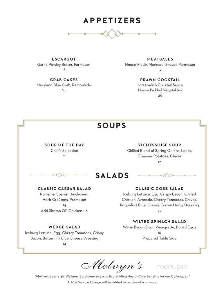 Melvyn's Restaurant & Lounge - Palm Springs, CA menu_pic