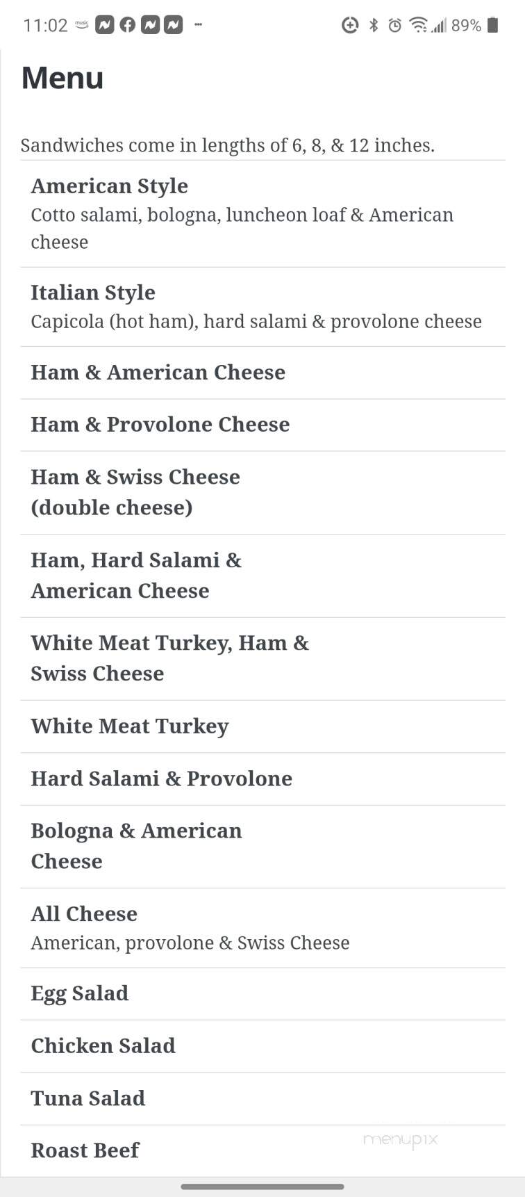 S S Subs - Colorado Springs, CO menu_pic