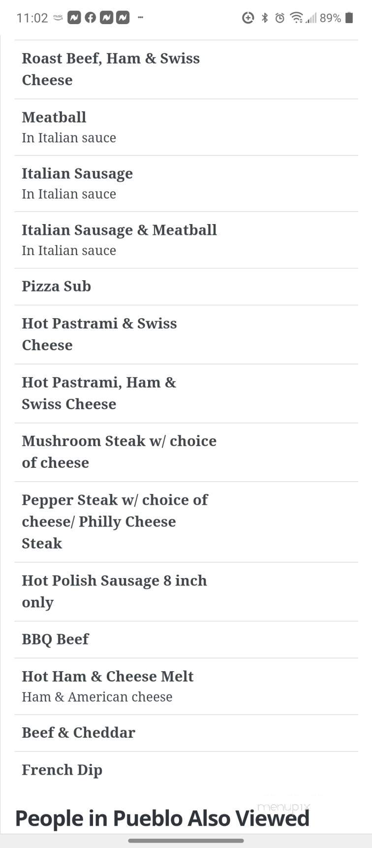 S S Subs - Colorado Springs, CO menu_pic