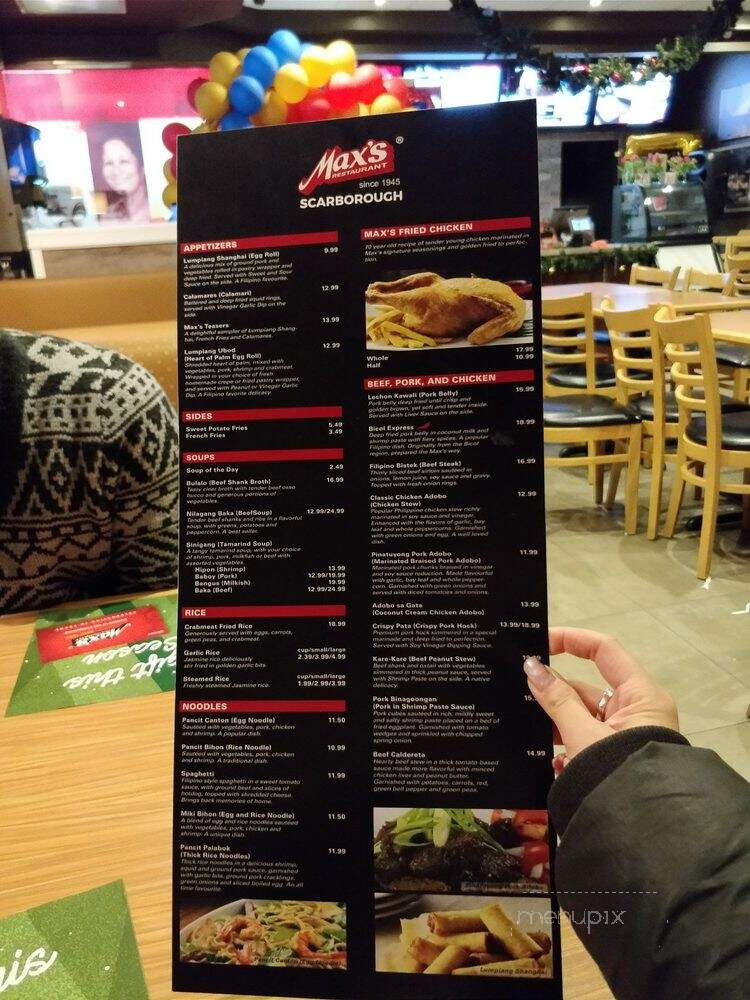 Max's Restaurant - Scarborough, ON menu_pic