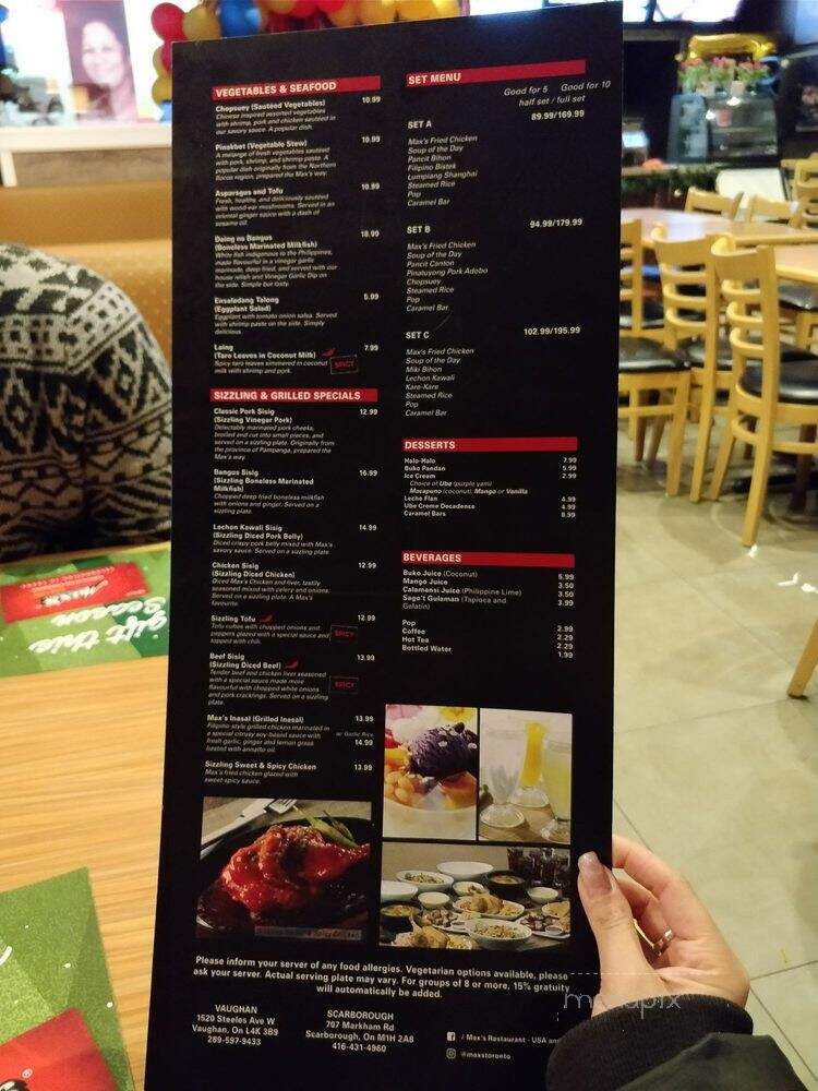 Max's Restaurant - Scarborough, ON menu_pic
