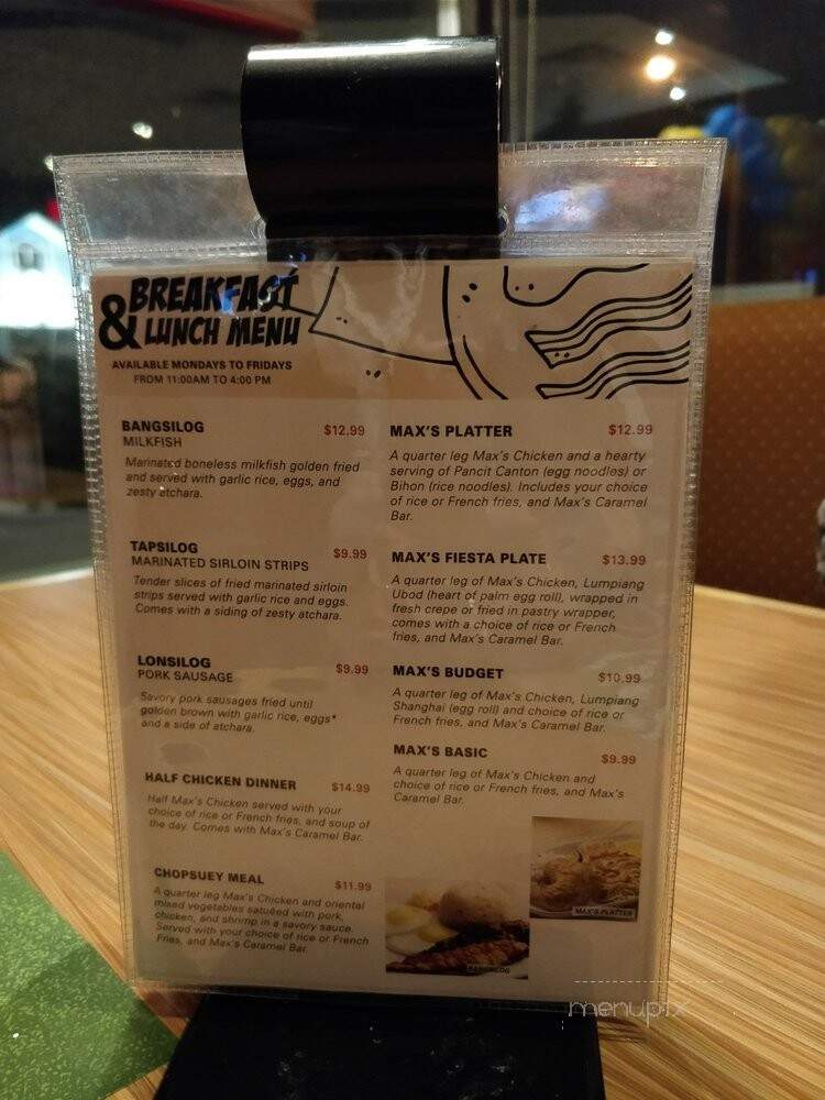 Max's Restaurant - Scarborough, ON menu_pic