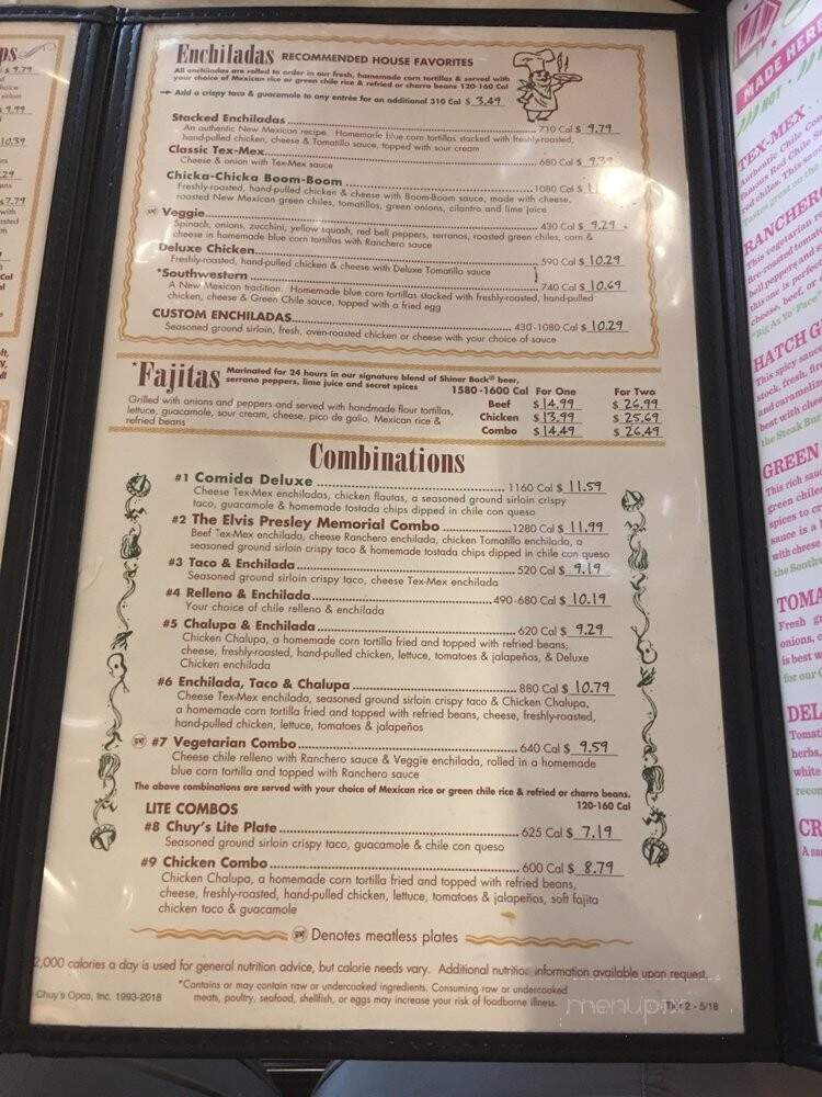 Chuy's - Rogers, AR menu_pic