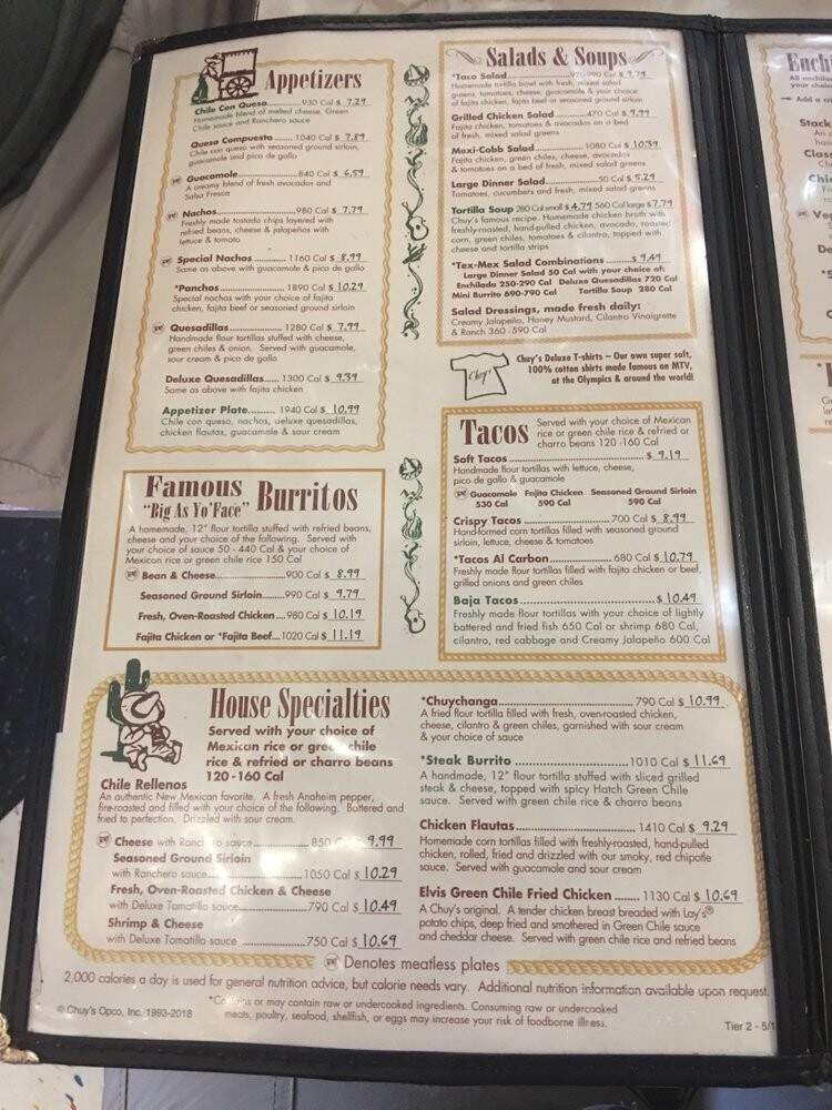 Chuy's - Rogers, AR menu_pic
