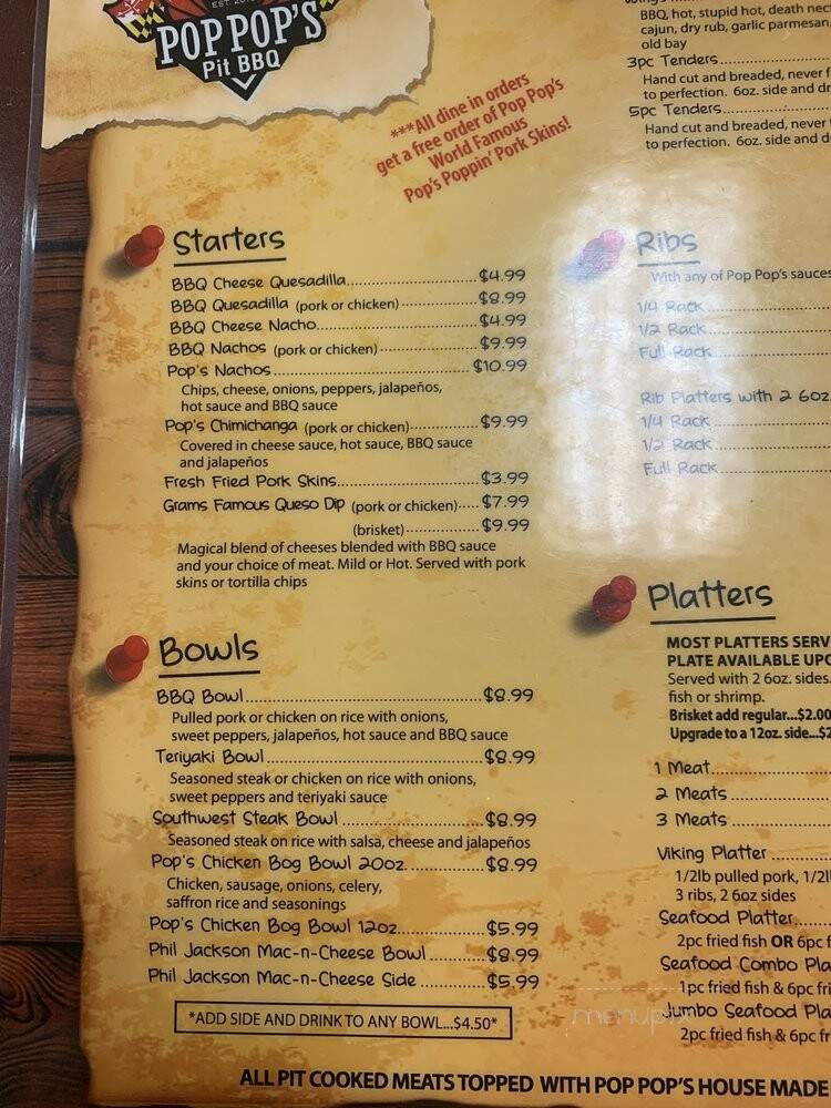 Pop Pop's Pit BBQ - Myrtle Beach, SC menu_pic