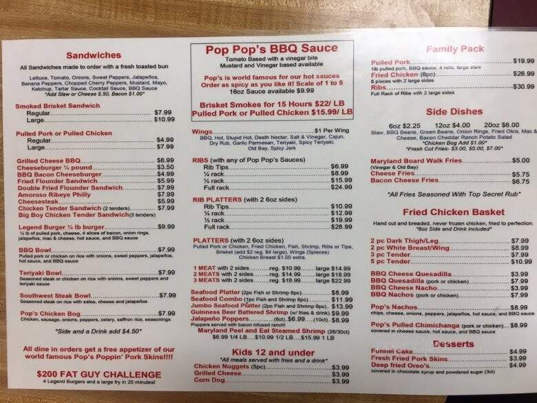 Pop Pop's Pit BBQ - Myrtle Beach, SC menu_pic