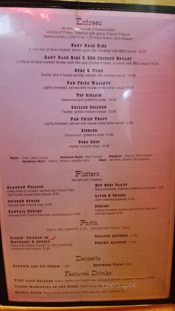 Turk Lake Restaurant & Bar - Greenville, MI menu_pic