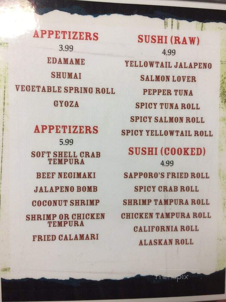 Sapporo - Rock Springs, WY menu_pic