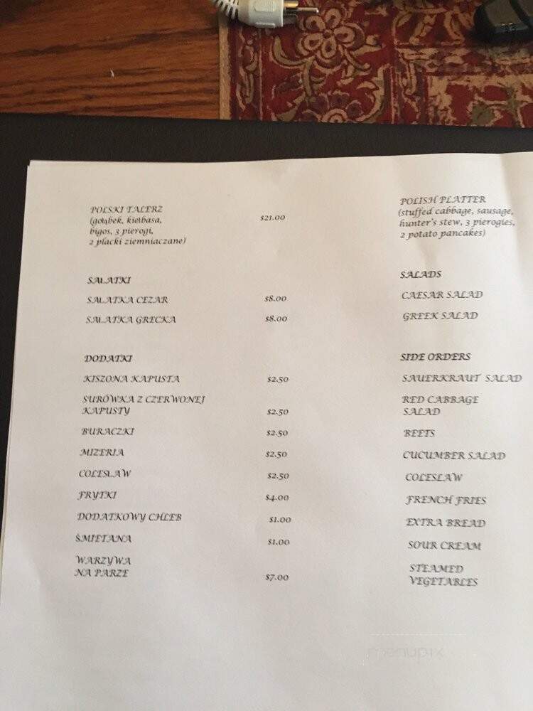 Warszawa Polish Restaurant - Ansonia, CT menu_pic