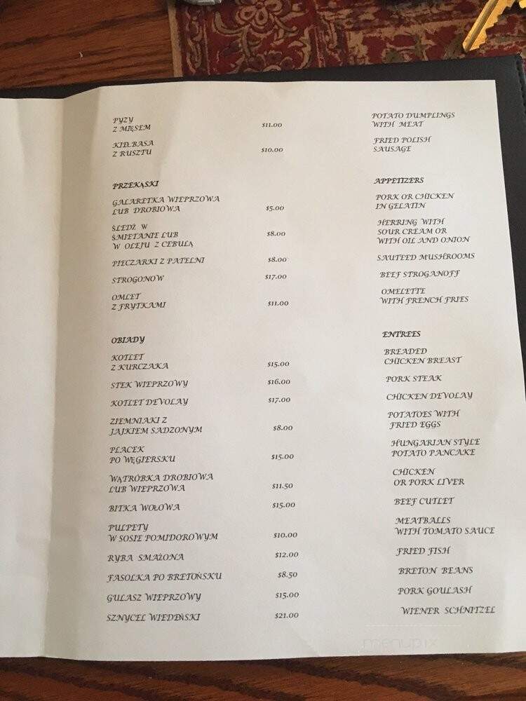 Warszawa Polish Restaurant - Ansonia, CT menu_pic