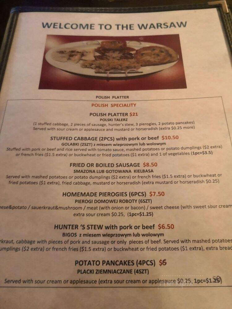 Warszawa Polish Restaurant - Ansonia, CT menu_pic