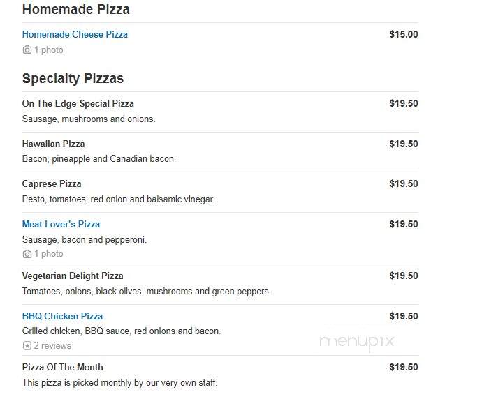 On The Edge - Greenfield, WI menu_pic