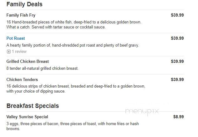 Valley Dairy Restaurant - Mount Pleasant, PA menu_pic