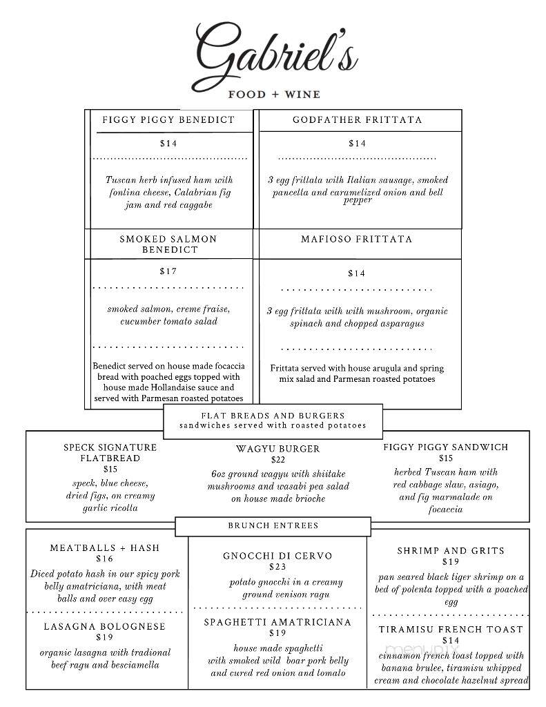 Gabriel's Food + Wine - Cape Girardeau, MO menu_pic