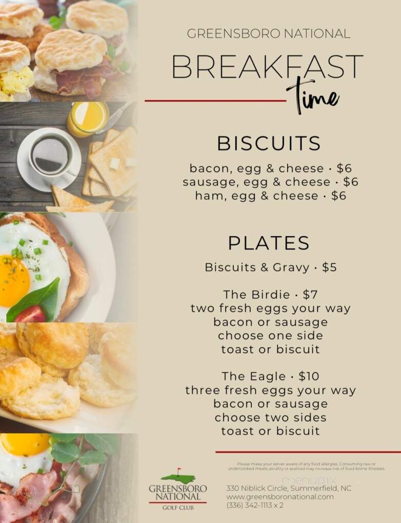 Greensboro National Bar & Grill - Summerfield, NC menu_pic