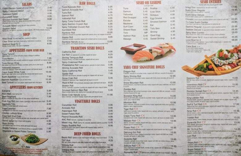 Yaba Sushi & Steak House - Roscoe, IL menu_pic