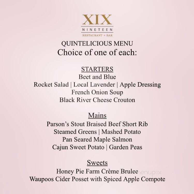 Nineteen Restaurant & Bar - Belleville, ON menu_pic