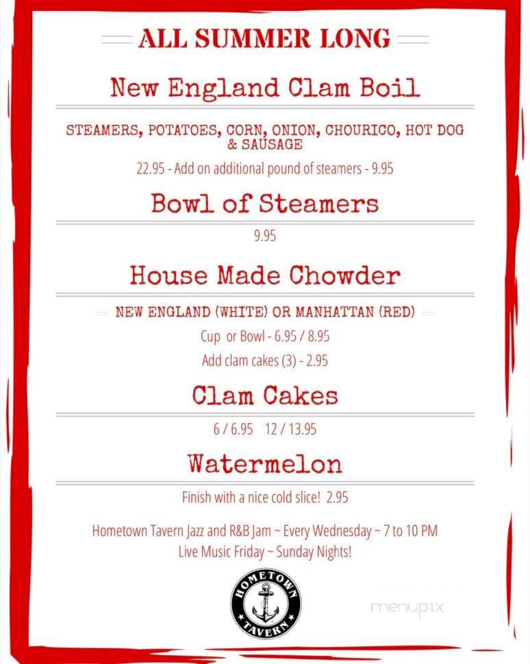 Hometown Tavern - Warren, RI menu_pic