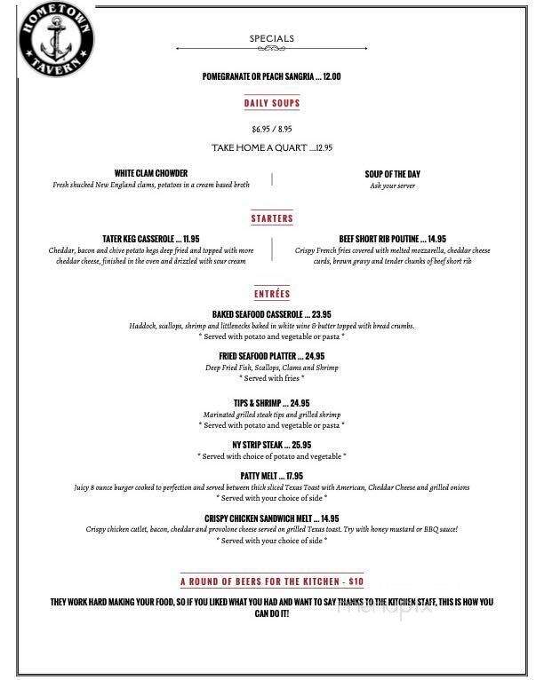 Hometown Tavern - Warren, RI menu_pic