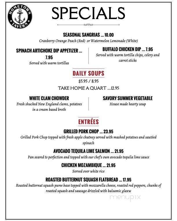Hometown Tavern - Warren, RI menu_pic