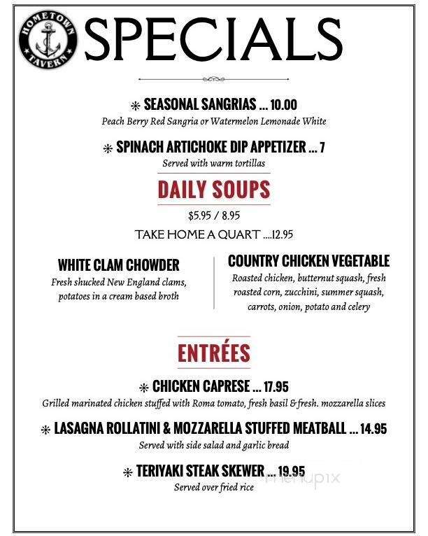 Hometown Tavern - Warren, RI menu_pic