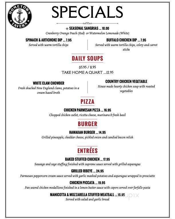 Hometown Tavern - Warren, RI menu_pic