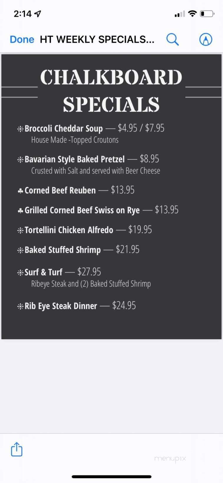 Hometown Tavern - Warren, RI menu_pic