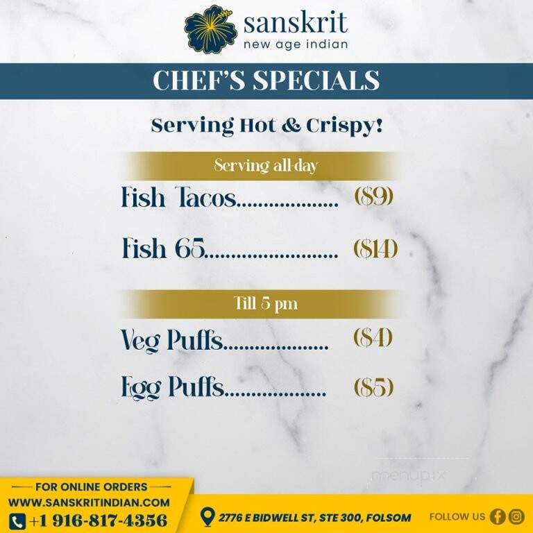 Sanskrit - Folsom, CA menu_pic