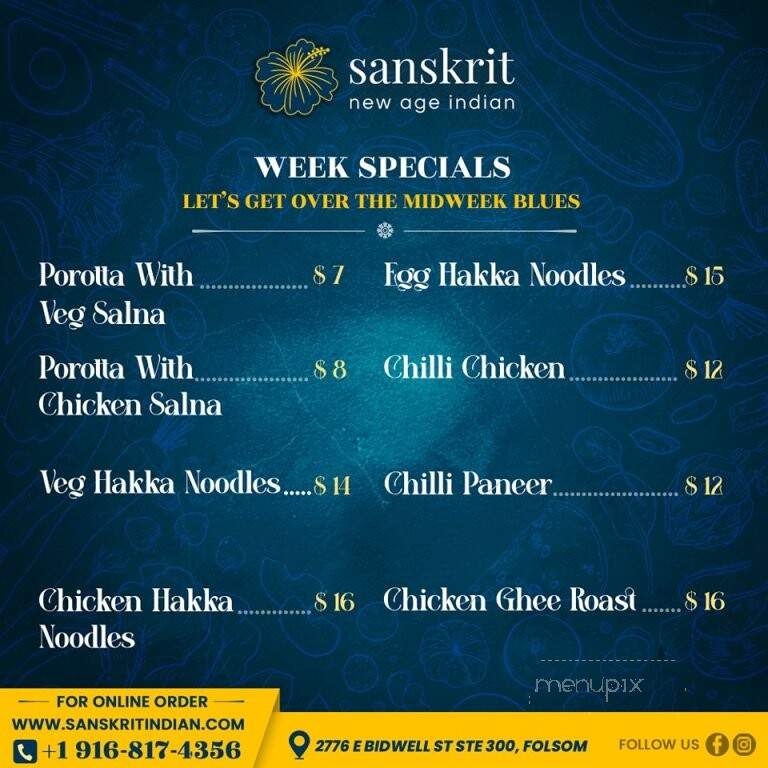 Sanskrit - Folsom, CA menu_pic