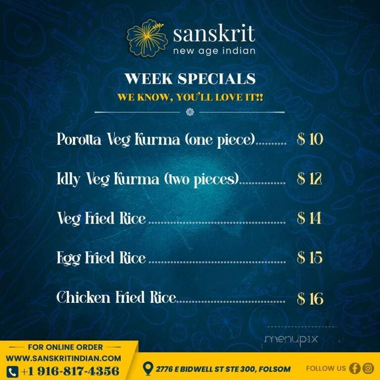 Sanskrit - Folsom, CA menu_pic