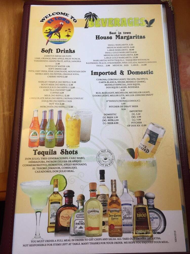 El Loro Mexican restaurant - Clear Lake, IA menu_pic