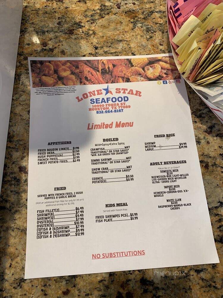 Lone Star Seafood - Houston, TX menu_pic