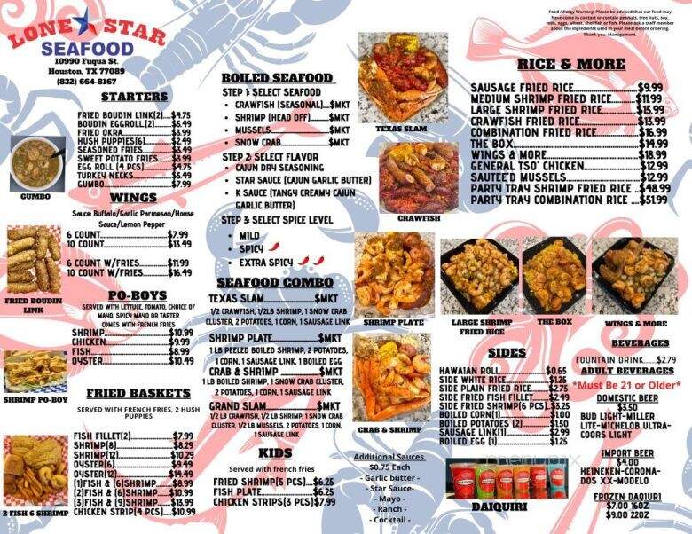 Lone Star Seafood - Houston, TX menu_pic