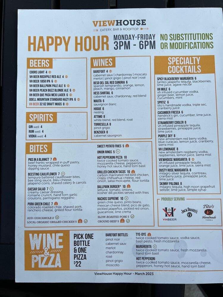 ViewHouse Colorado Springs - Colorado Springs, CO menu_pic