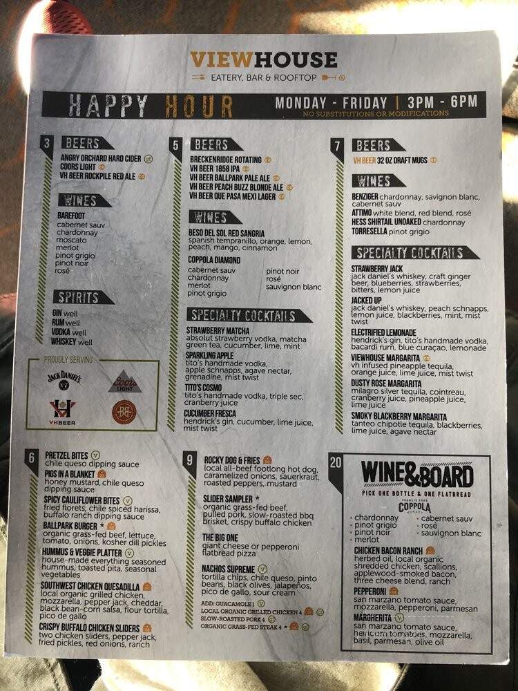 ViewHouse Colorado Springs - Colorado Springs, CO menu_pic