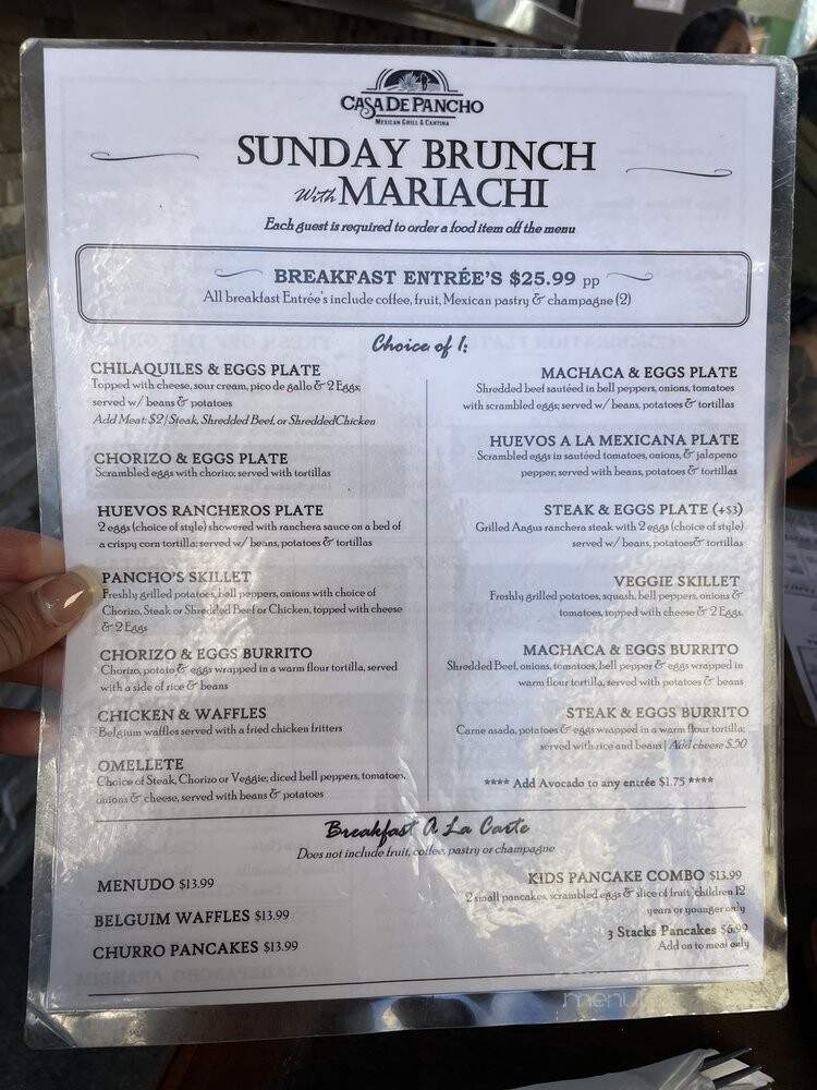 Casa De Pancho Mexican Grill & Cantina - Anaheim, CA menu_pic